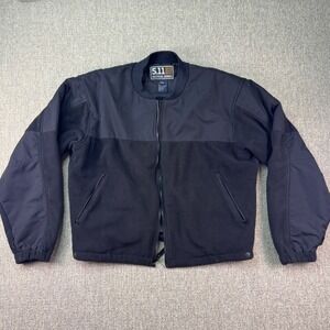5.11 Tactical Series Fleece Lined Bomber Jacket Black Nylon Shell Size L